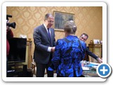 Bruxelles, Ambassade de Russie, remise de la dcoration de l'ordre de Pouchkine  Mme Marie Alexandrovna Pouchkine par le Ministre des Affaires Etrangres de la Fdration de Russie, Monsieur Sergue V. Lavrov, le 15 octobre 2013.